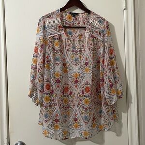 Signature Studio Vibrant Patterned Blouse Size 2X